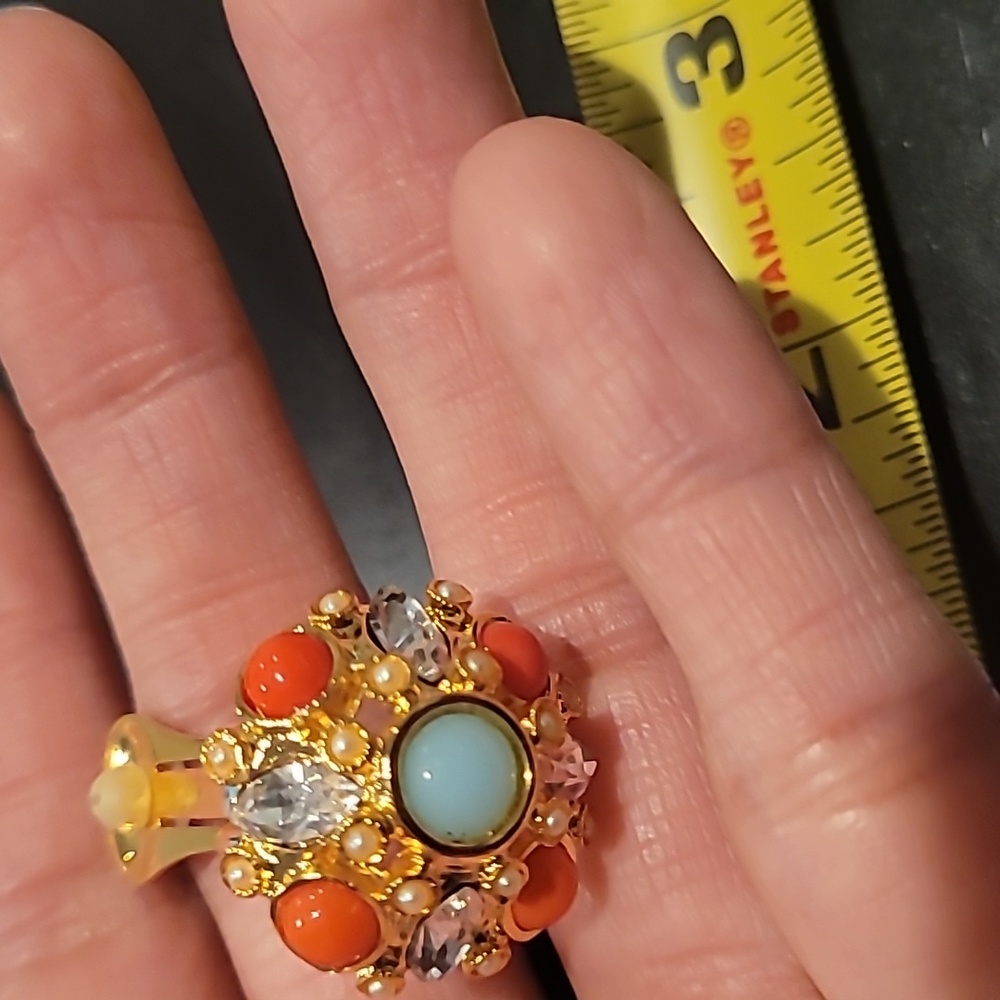 R.J. Graziano Gold and Orange Statement Earrings - Picture 5 of 6